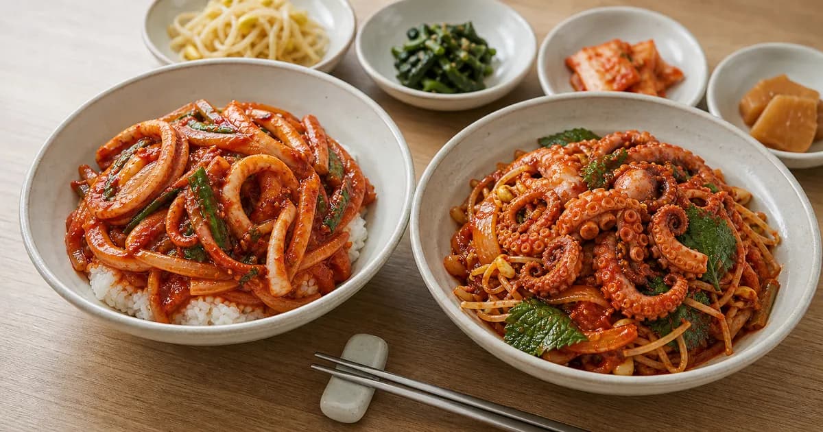 오징어볶음 쭈꾸미볶음 차이, 살결과 탱글함으로 고르는 점심 기준