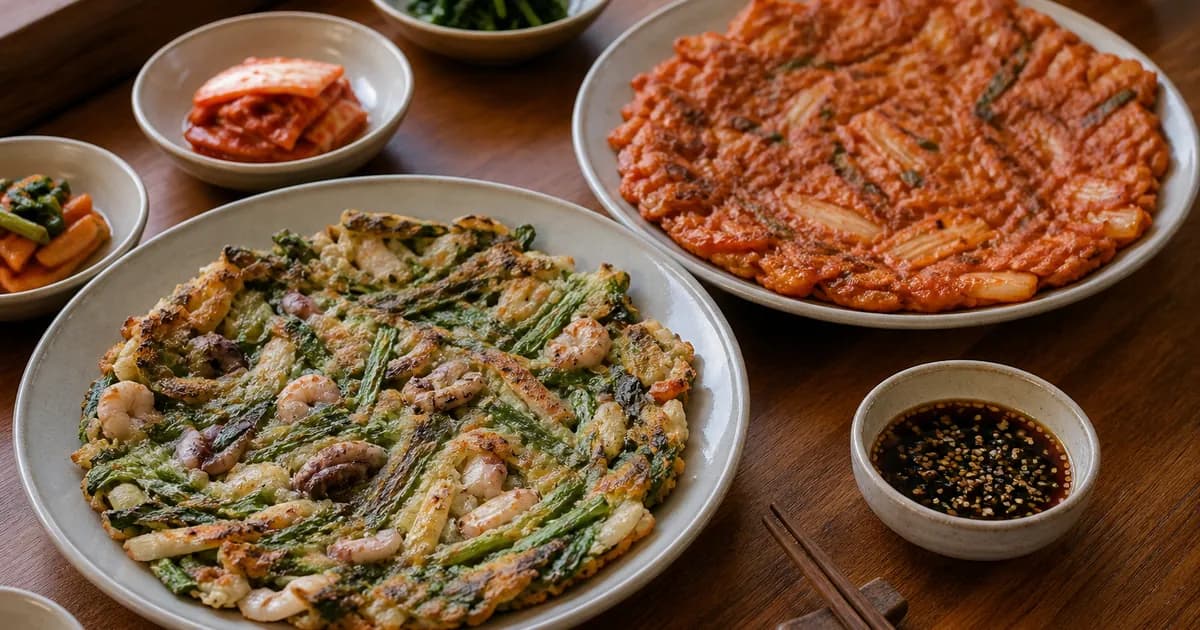 해물파전 김치전 차이, 해물 향과 김치 산미로 고르는 점심 기준