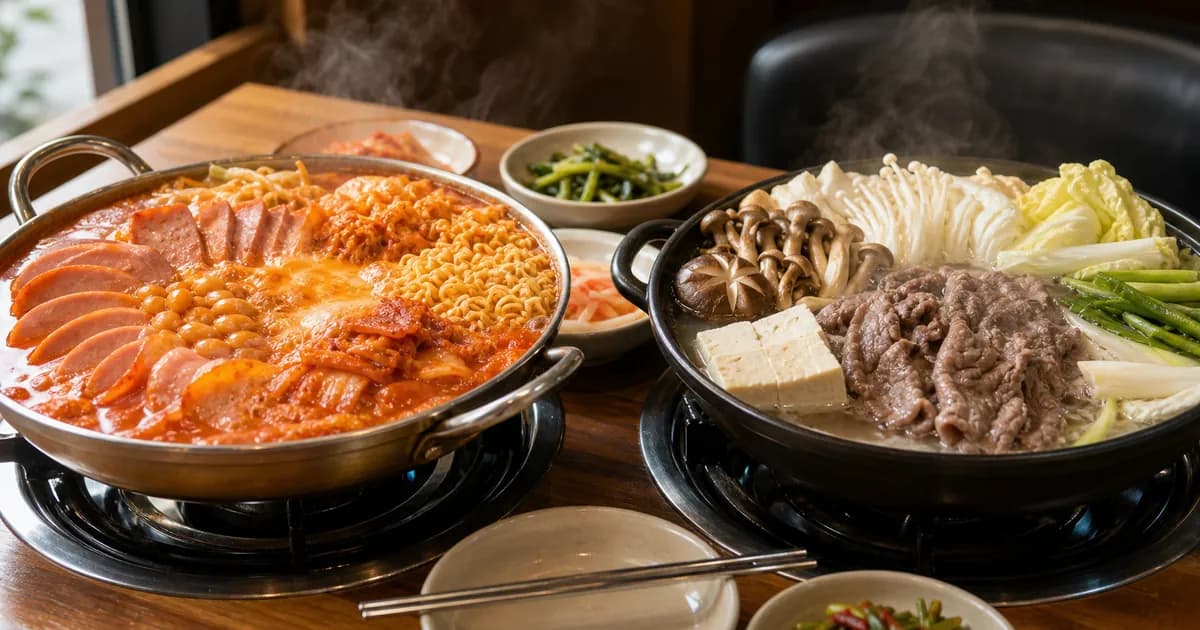 부대찌개 전골 차이, 점심 전에 보는 햄·국물·끓임 기준