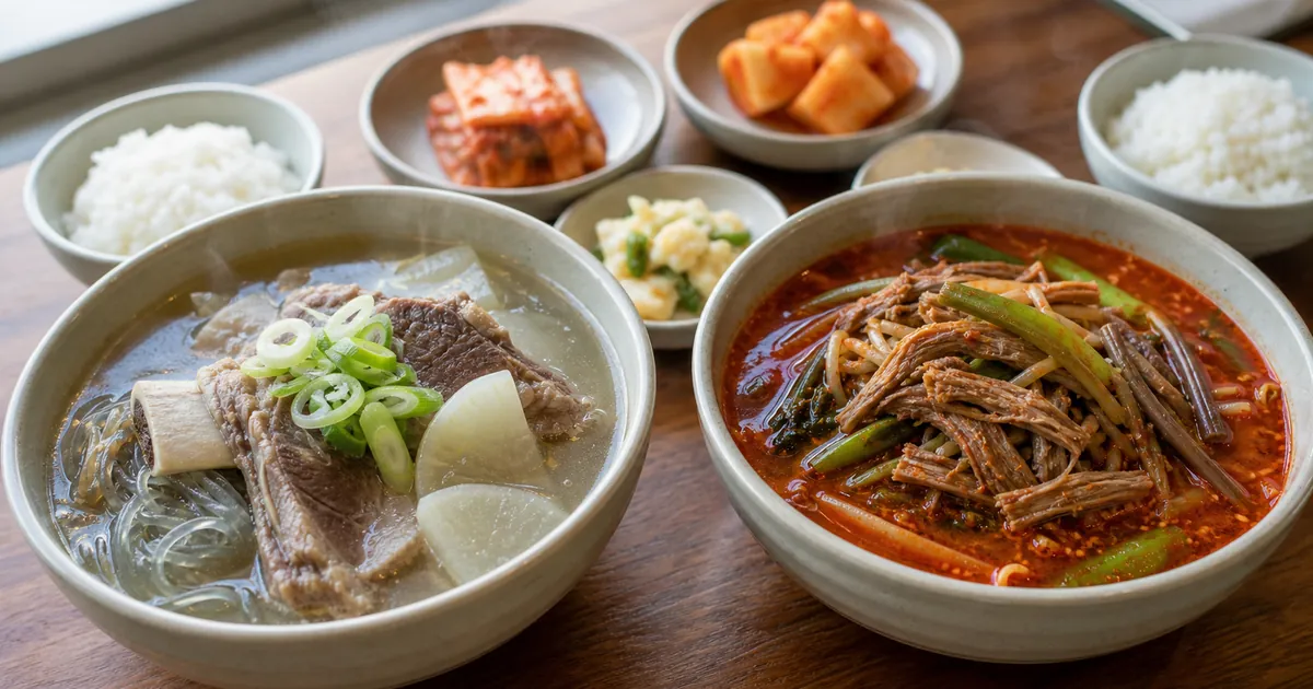 갈비탕 육개장 차이, 점심 전에 보는 맑은 국물·매운 국물 기준