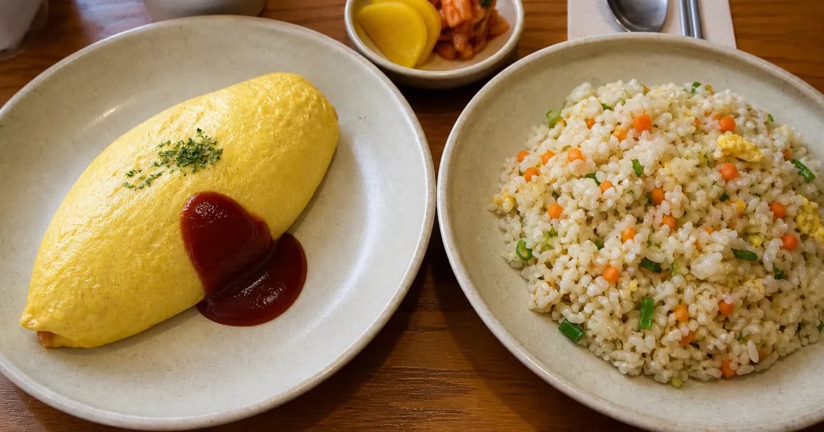 오므라이스 볶음밥 차이, 달걀과 소스로 달라지는 점심 기준