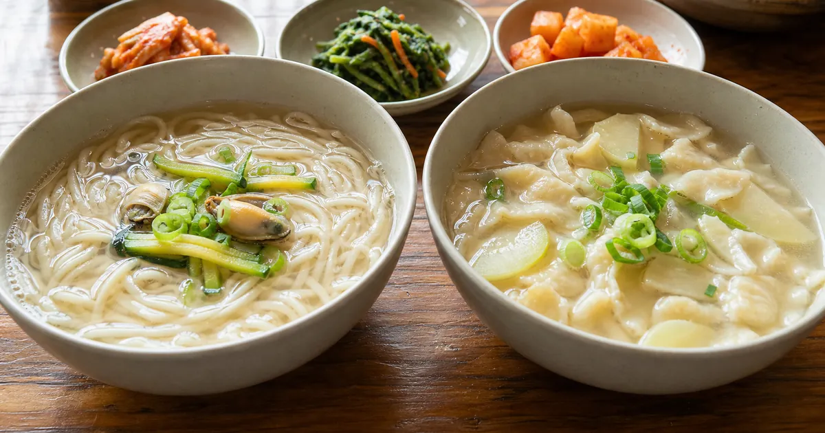 칼국수 수제비 차이, 점심 전에 보는 면발·반죽 기준