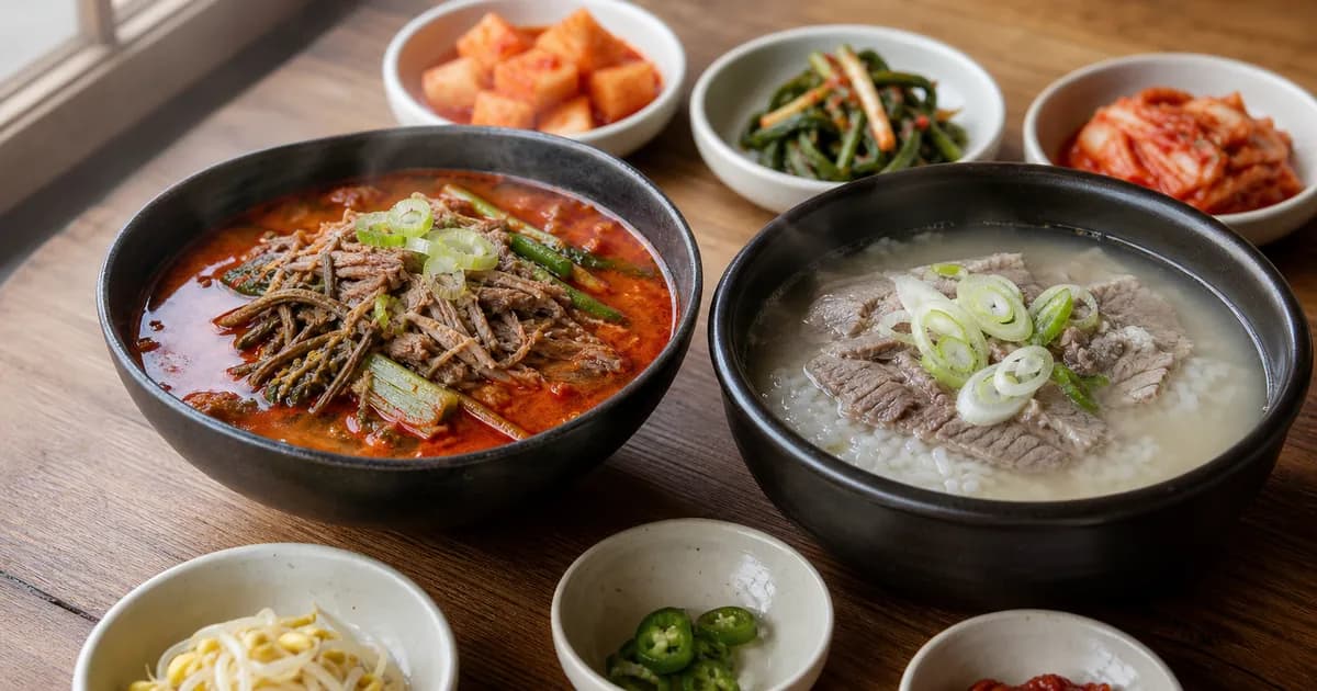 육개장 소고기국밥 차이, 점심 전에 보는 매운 국물·맑은 국물 기준