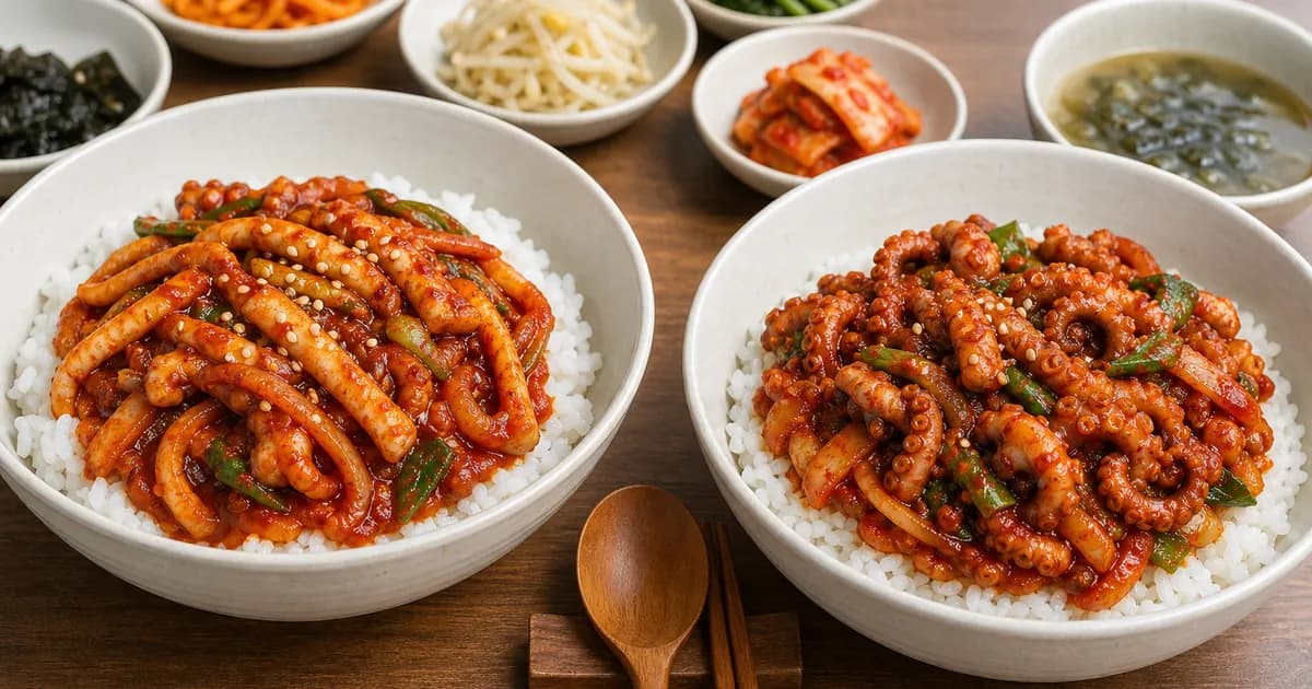오징어덮밥 낙지덮밥 차이, 매콤한 씹는 맛으로 고르는 점심 기준