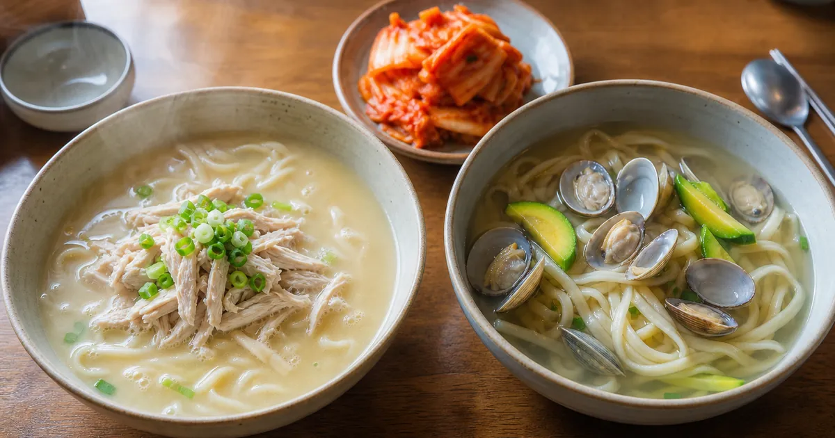 닭칼국수 바지락칼국수 차이, 진한 닭육수와 시원한 조개국물 고르는 기준